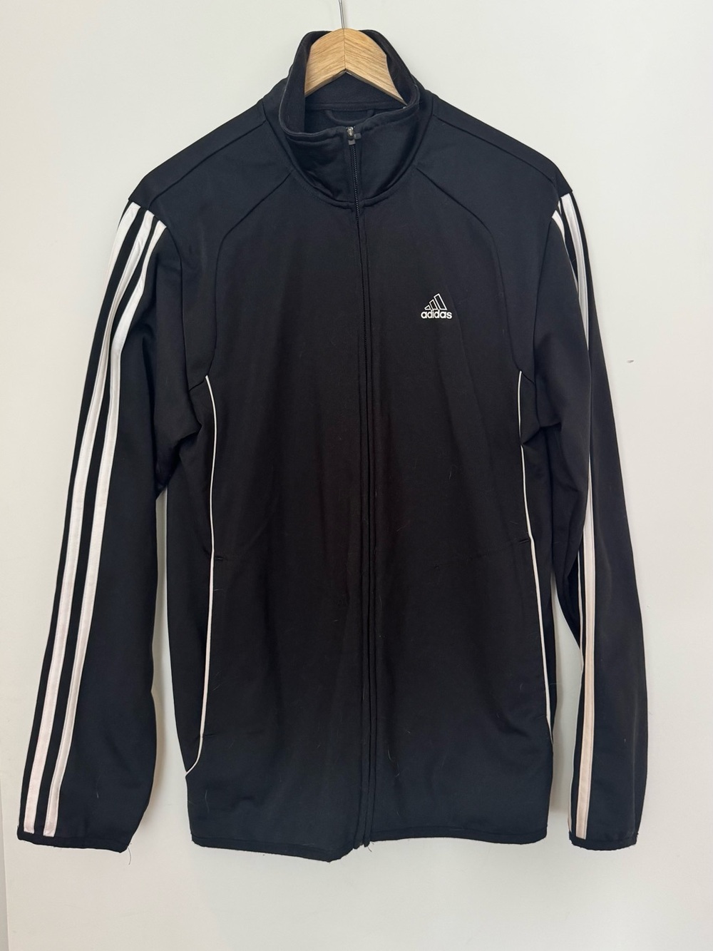 adidas Black Jacket with White Stripe Detailing